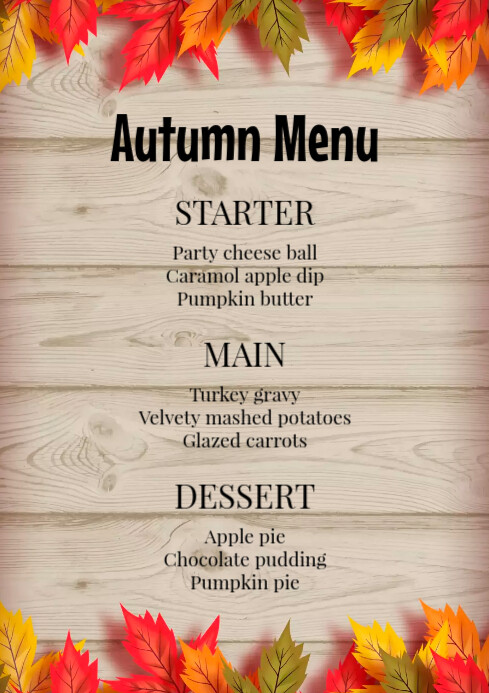 Fall Menu Sample Copy of Autumn food menu | PosterMyWall