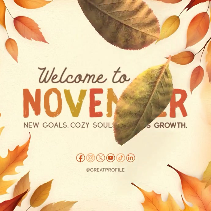 Autumn Gradient Typographic Welcome November Instagram Post Video ...