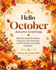 Yellow Autumn Greetings Instagram Portrait Template