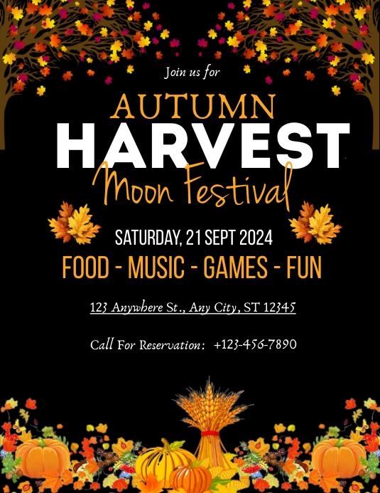 autumn harvest moon festival invitation Flyer (US Letter) template