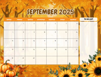 Autumn Joyful September 2025 Calendar Flyer (us Letter) template