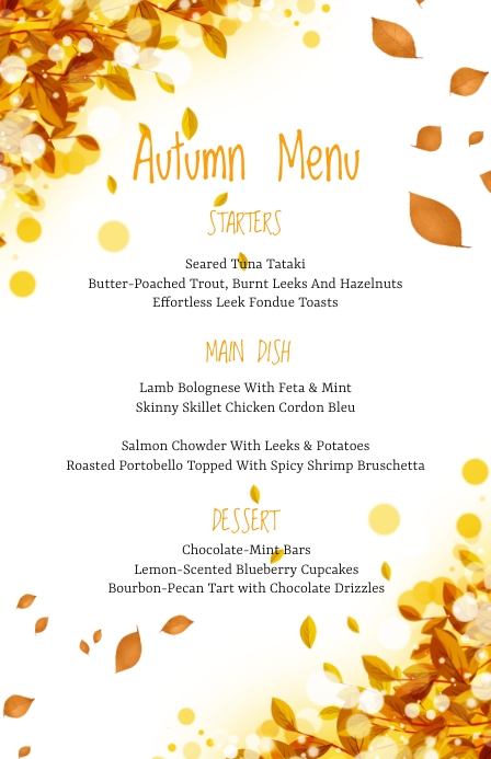 Copy of Autumn Leaves Menu Template | PosterMyWall