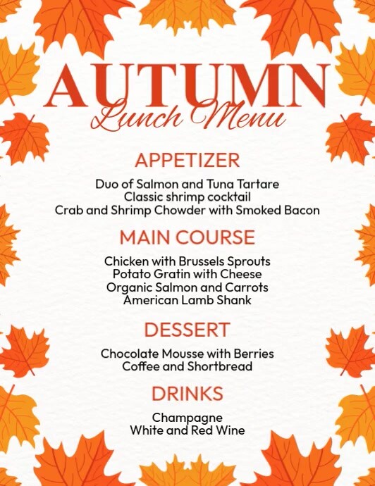 Autumn Lunch Menu Template | PosterMyWall
