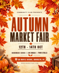 Żółty Autumn Market Fair Instagram Portrait Template