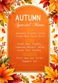 Orange Autumn Special Menu A3 Template