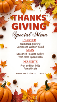 autumn menu ,event, thanksgiving menu Instagram Story template