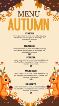 autumn menu ,thanksgiving menu Digital Display (9:16) template