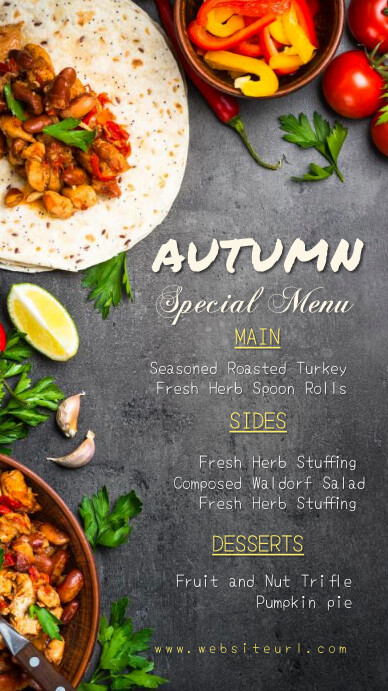 autumn menu ,event, thanksgiving menu Digitalt display (9:16) template