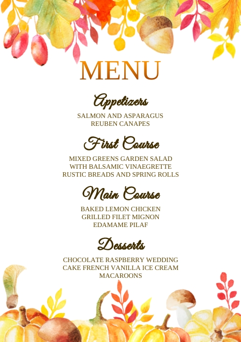 Copy of Autumn Menu A1 | PosterMyWall