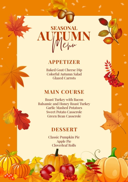 Autumn Menu A4 Template | PosterMyWall