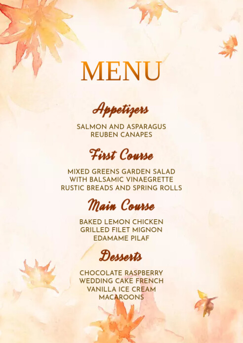 Copy of Autumn Menu A6 | PosterMyWall