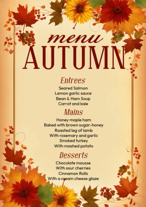 Adverture Menu Autumn Menu Ads Template | PosterMyWall