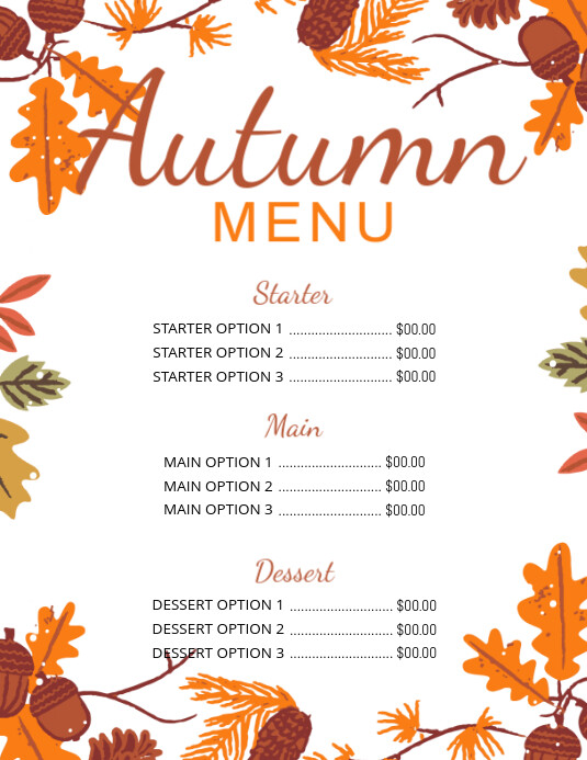 Autumn Menu Ads Løbeseddel (US Letter) template