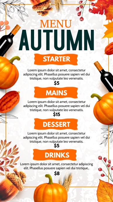 autumn menu Template | PosterMyWall