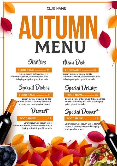 Copy of autumn menu | PosterMyWall