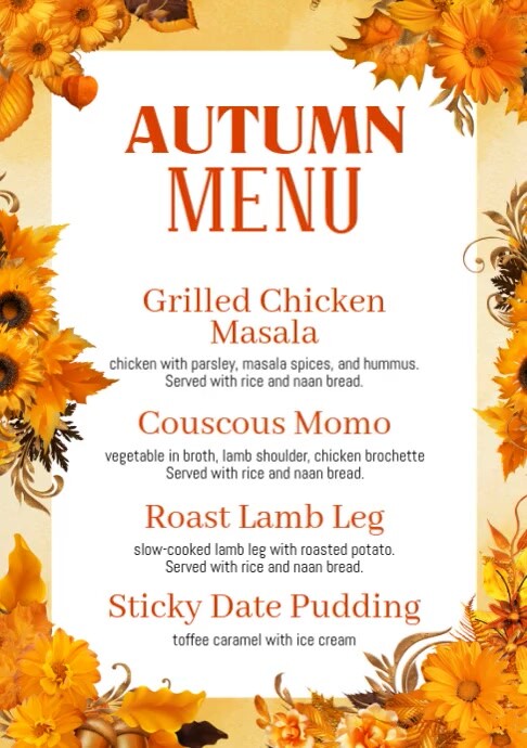 Autumn Menu Template | PosterMyWall