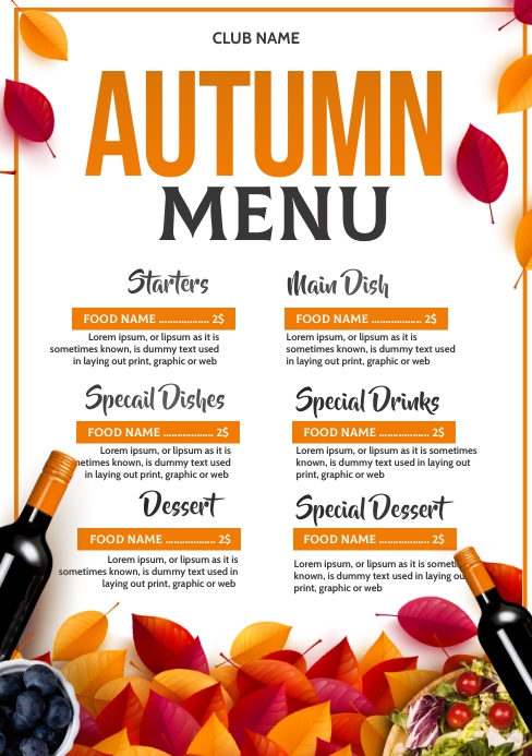 autumn menu Template | PosterMyWall