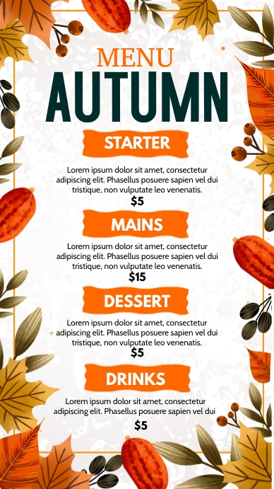 Fall October Menu Picture Copy of autumn menu | PosterMyWall