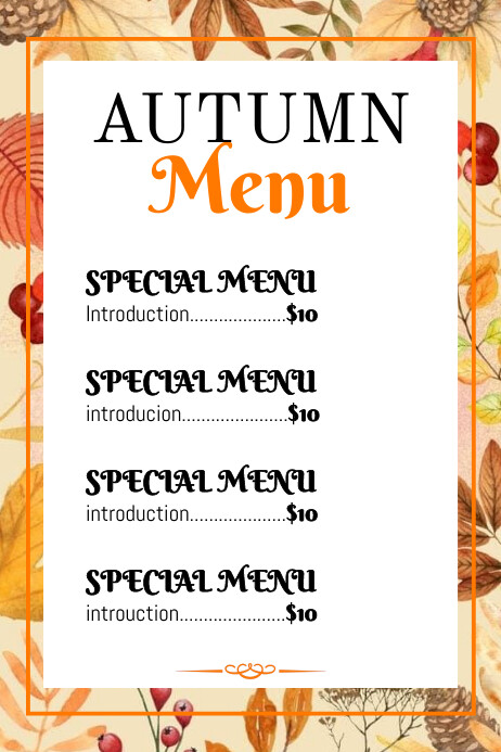 AUTUMN MENU Template | PosterMyWall
