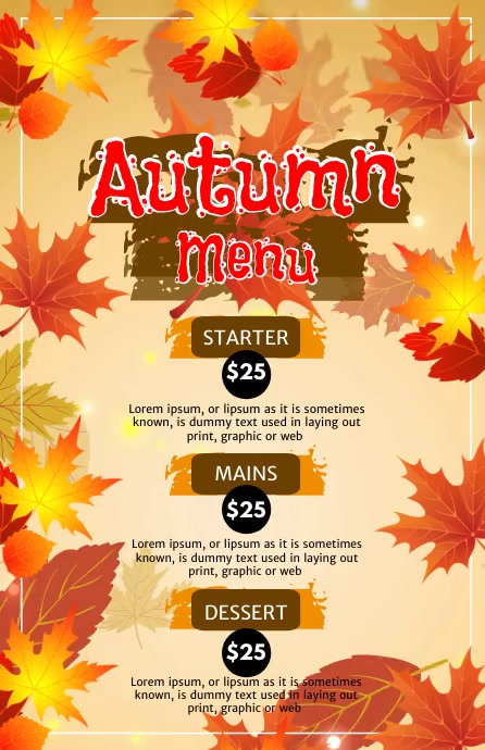 Autumn Menu Template | PosterMyWall