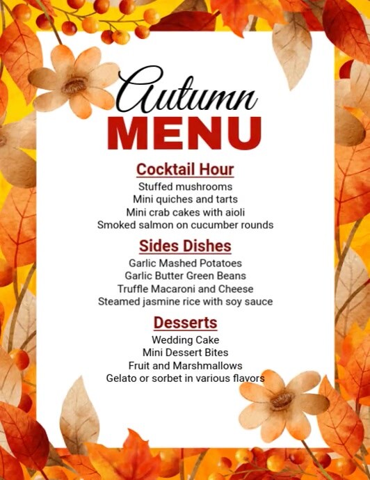 Fall October Menu Picture Copy of Autumn Menu | PosterMyWall