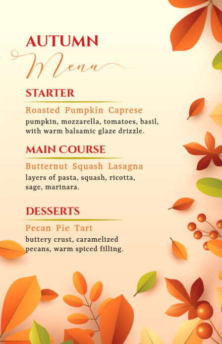 Autumn Menu ความกว้างแบบครึ่งหน้า template