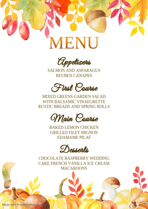 Autumn Menu A1 Template | PosterMyWall
