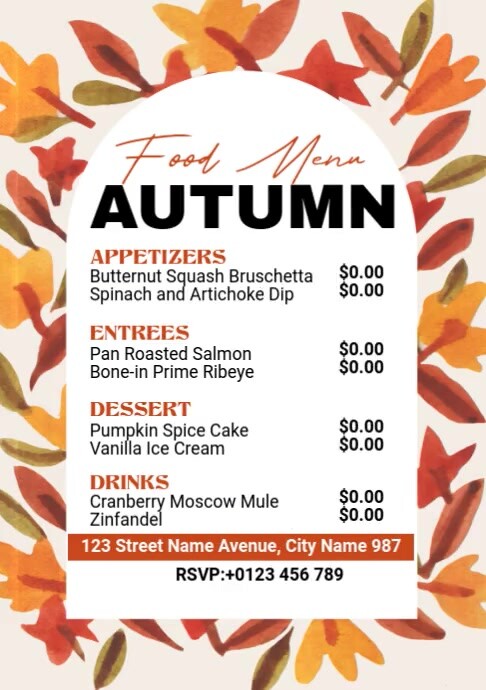 Autumn Menu Template | PosterMyWall