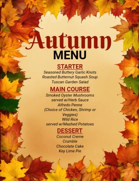 Autumn Menu Template PosterMyWall