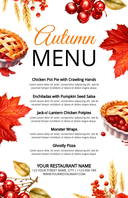 Autumn Menu Template | PosterMyWall