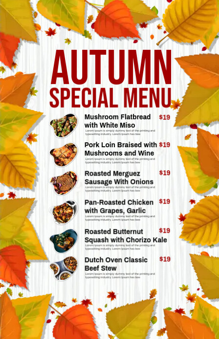 Autumn menu 小报 template