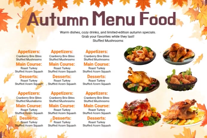 Fall October Menu Picture Copy of Autumn Menu - Fall Favorites | PosterMyWall