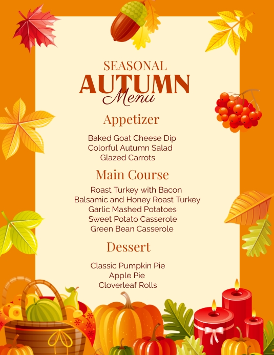 autumn menu template Flyer (Letter pang-US)