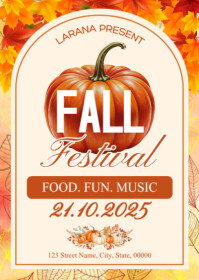 Autumn Modern & Minimal Fall Festival Invitation A6 template