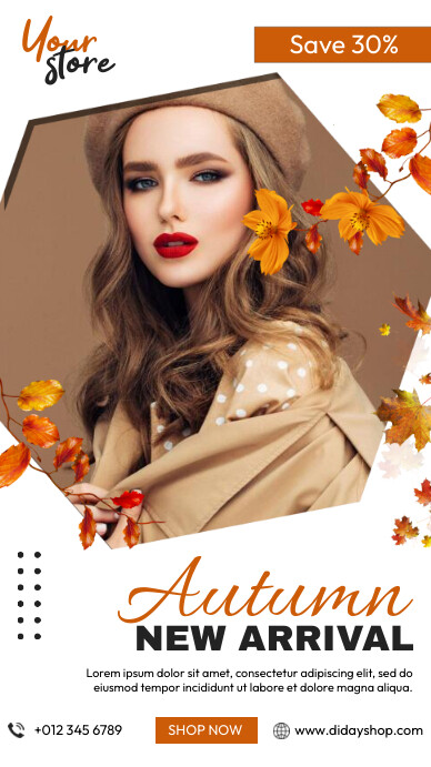 Autumn New Arrival เรื่องราวบน Instagram template