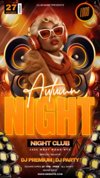 Pomarańczowy Autumn Night Club Event Instagram-verhaal Template