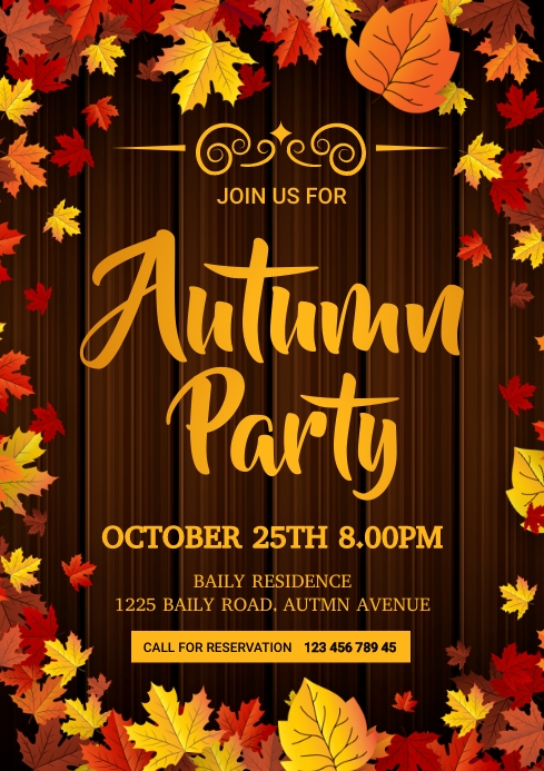 Copy of Autumn Party, fall, harvest flyer | PosterMyWall
