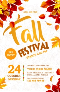 Autumn Party, fall festival, harvest flyer Tabloid template