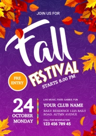 Autumn Party, fall festival, harvest flyer A4 template