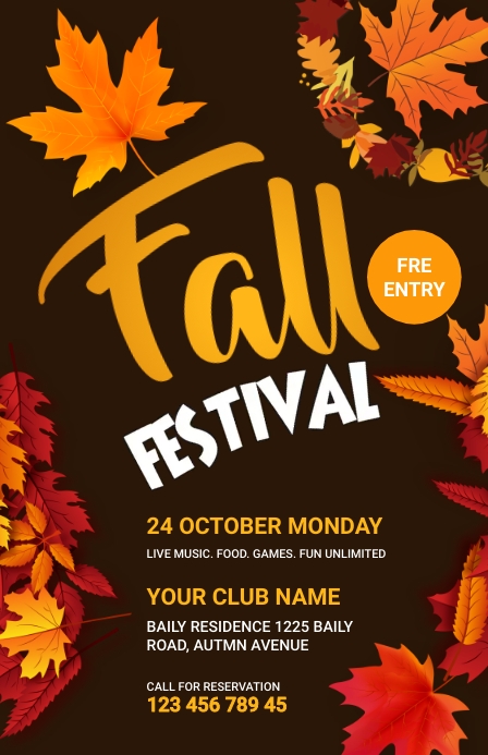 Autumn Party, fall festival party flyer Template | PosterMyWall