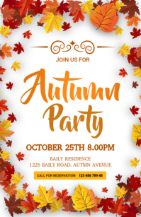 白色 Autumn Party Tabloid Template