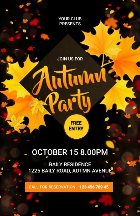 Autumn Party, fall festival party flyer Tabloid template