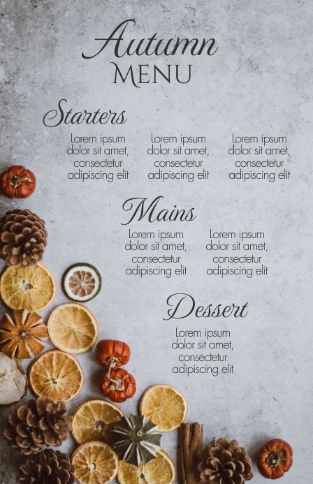 Autumn Restaurant Menu Template Design Printa | PosterMyWall