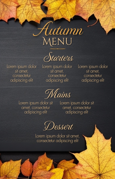Autumn Restaurant Menu Template Design Printa | PosterMyWall