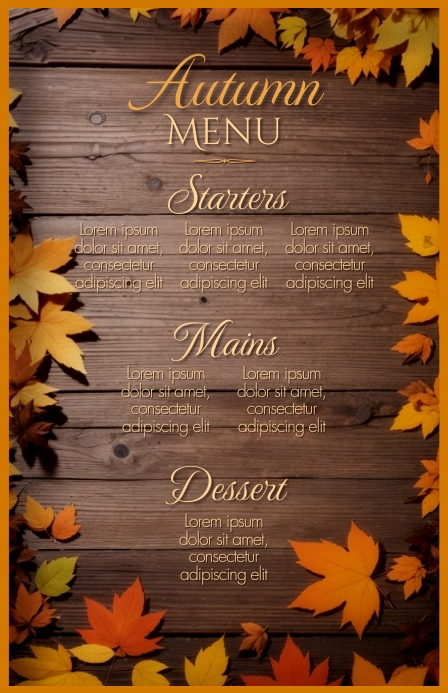 Autumn Restaurant Menu Template Design Printa | PosterMyWall