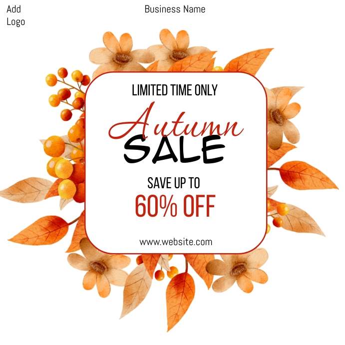 autumn sale ad,fall sale ad,fall sale offer Instagram Post template