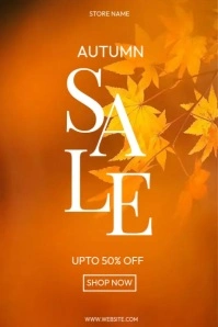 Yellow Brown Floral Autumn Sale Ad Poster Affiche template