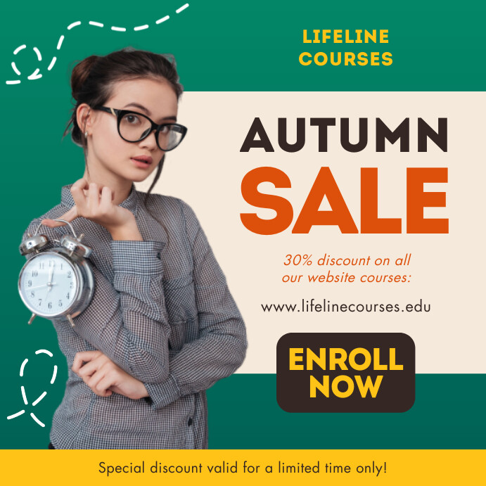 Discount Course Post Autumn Sale Poster on Courses Post Template | PosterMyWall
