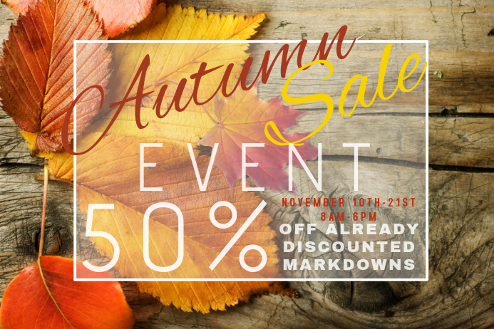 Autumn Sale Retail Harvest Fall Discount Coupon Promo Leaves Template ...
