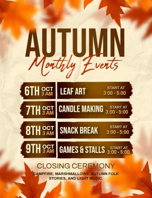 autumn schedule Flyer (US Letter) template